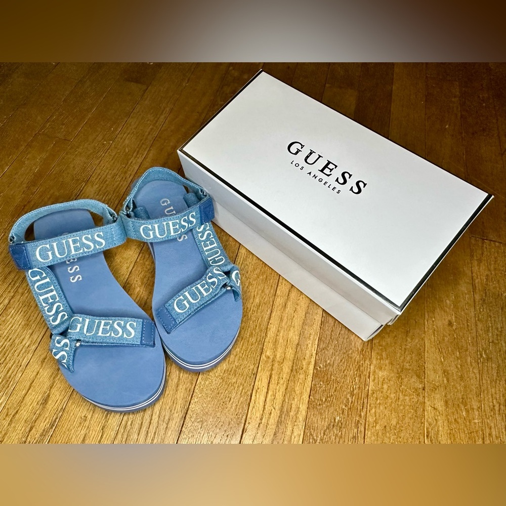 Guess Denim Blue Strap Sandals